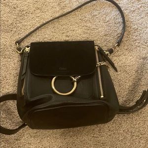 Chloe Black Suede/Leather Backpack w/Gold Hardware